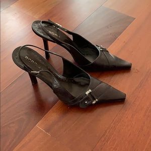 Bronze BCBG slingback pumps